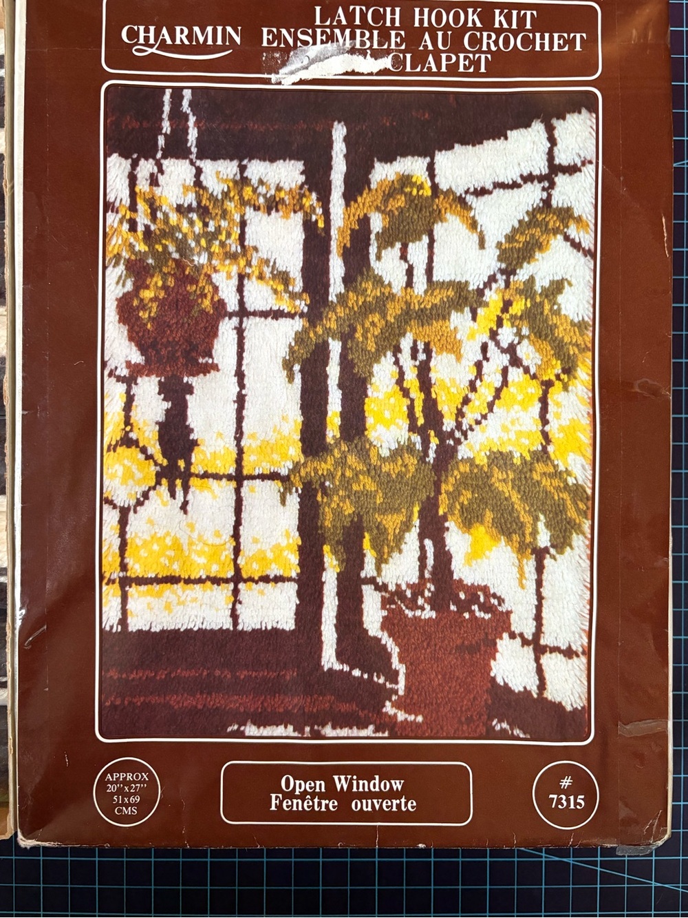 Charmin Latch Hook Kit "Open Window" - Brown, Yellow, White
